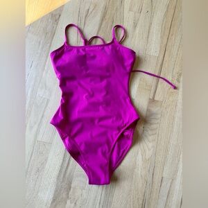 Shocking pink TA3 lace up scoopneck swim size medium
